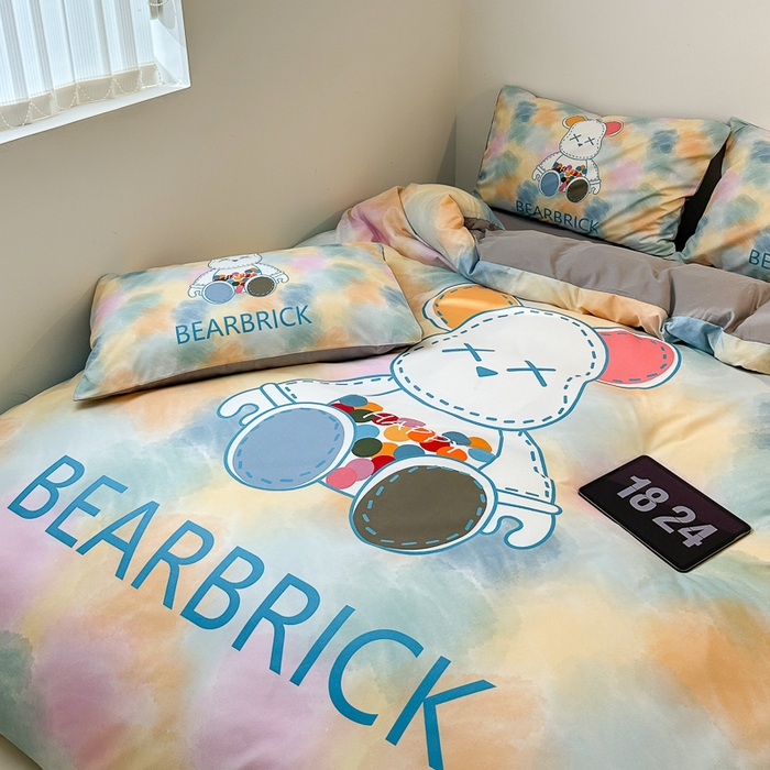 91家纺网 家纺一手货源 找家纺 摩卡（乐趣） 2025新款现代简约网红款四季棉四件套 七彩熊