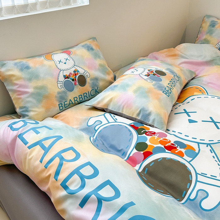 91家纺网 家纺一手货源 找家纺 摩卡（乐趣） 2025新款现代简约网红款四季棉四件套 七彩熊