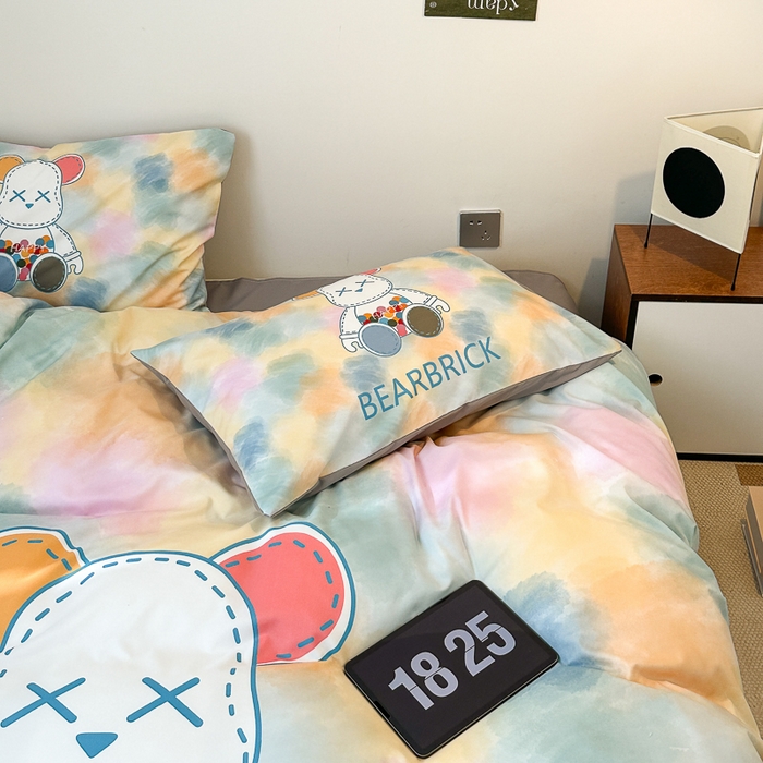 91家纺网 家纺一手货源 找家纺 摩卡（乐趣） 2025新款现代简约网红款四季棉四件套 七彩熊