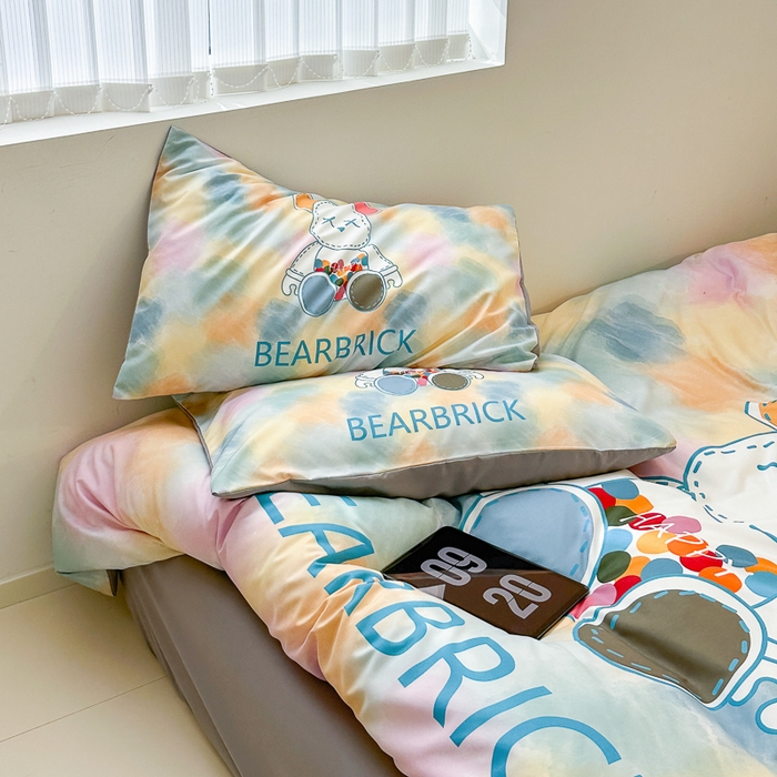 91家纺网 家纺一手货源 找家纺 摩卡（乐趣） 2025新款现代简约网红款四季棉四件套 七彩熊