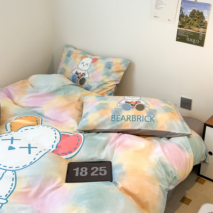 91家纺网 家纺一手货源 找家纺 摩卡（乐趣） 2025新款现代简约网红款四季棉四件套 七彩熊