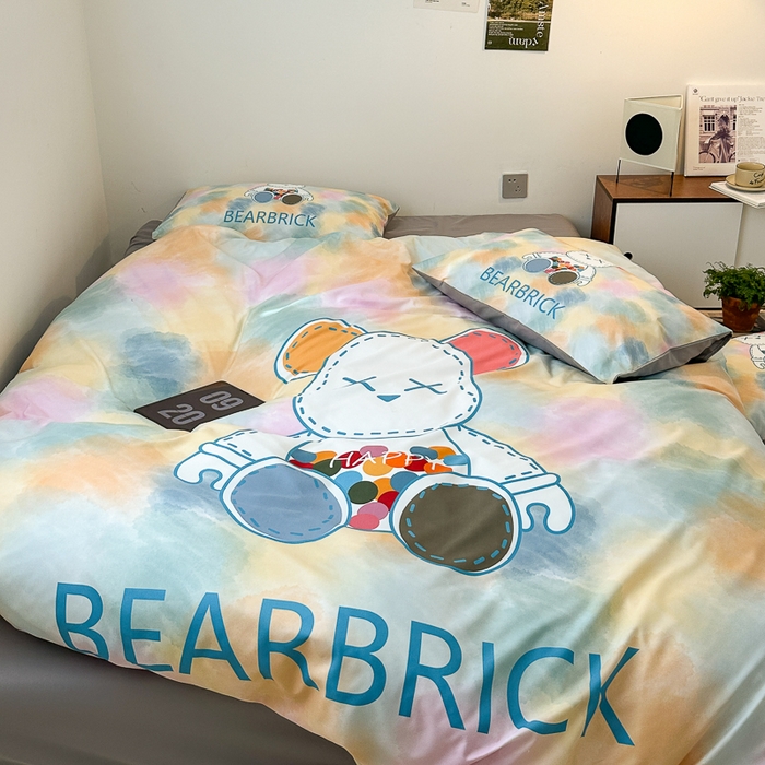 91家纺网 家纺一手货源 找家纺 摩卡（乐趣） 2025新款现代简约网红款四季棉四件套 七彩熊