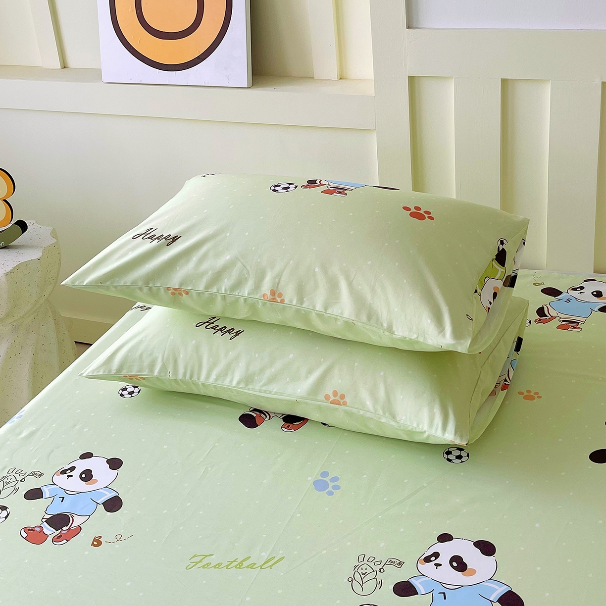 91家纺网 家纺一手货源 找家纺 金鑫汇家纺 2025新款A类全棉纯棉印花大床图单床单 床单单件 足球争霸赛·绿