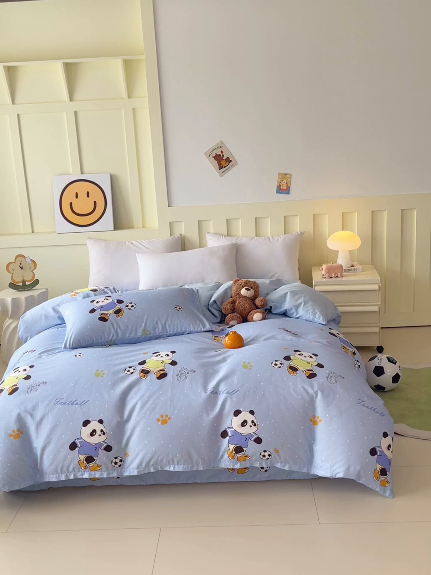 91家纺网 家纺一手货源 找家纺 金鑫汇家纺 2025新款A类全棉纯棉印花大床图单被套 被套单件 足球争霸赛-蓝