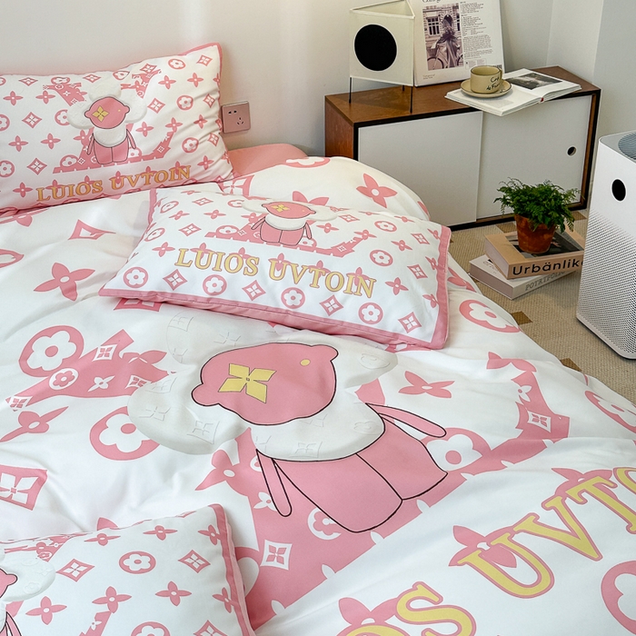 91家纺网 家纺一手货源 找家纺 摩卡（乐趣） 2025新款现代简约网红款四季棉四件套 太阳花粉