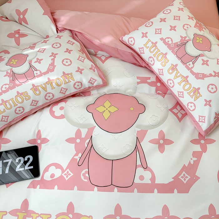 91家纺网 家纺一手货源 找家纺 摩卡（乐趣） 2025新款现代简约网红款四季棉四件套 太阳花粉