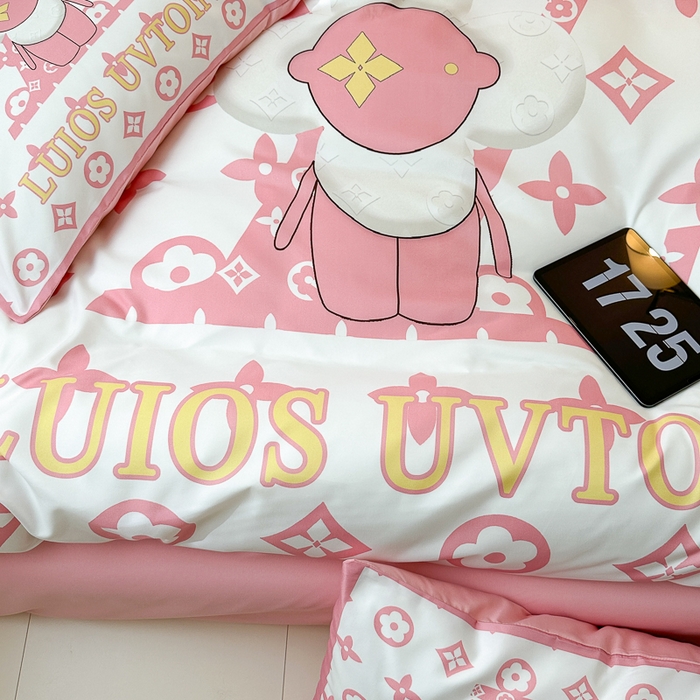 91家纺网 家纺一手货源 找家纺 摩卡（乐趣） 2025新款现代简约网红款四季棉四件套 太阳花粉