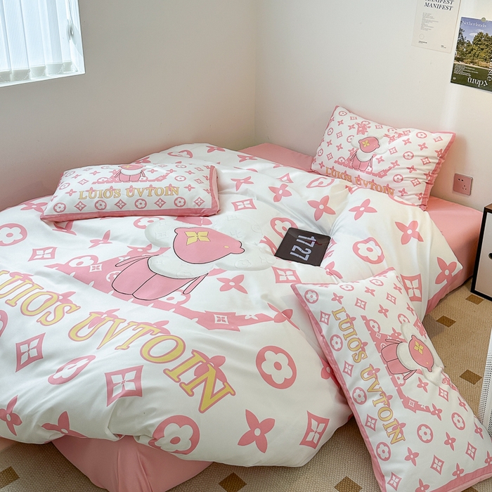 91家纺网 家纺一手货源 找家纺 摩卡（乐趣） 2025新款现代简约网红款四季棉四件套 太阳花粉