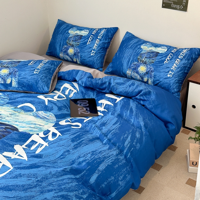 91家纺网 家纺一手货源 找家纺 摩卡（乐趣） 2025新款现代简约网红款四季棉四件套 星空