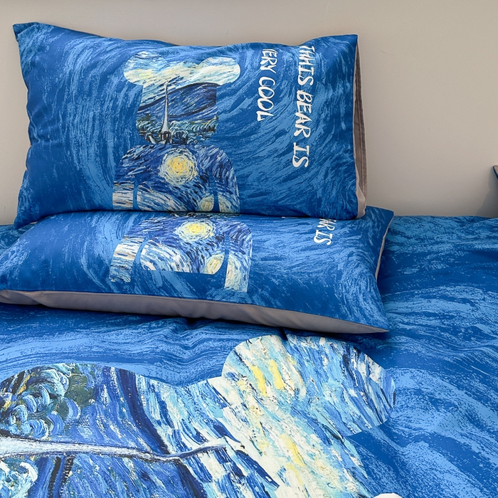 91家纺网 家纺一手货源 找家纺 摩卡（乐趣） 2025新款现代简约网红款四季棉四件套 星空