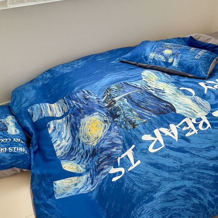 91家纺网 家纺一手货源 找家纺 摩卡（乐趣） 2025新款现代简约网红款四季棉四件套 星空