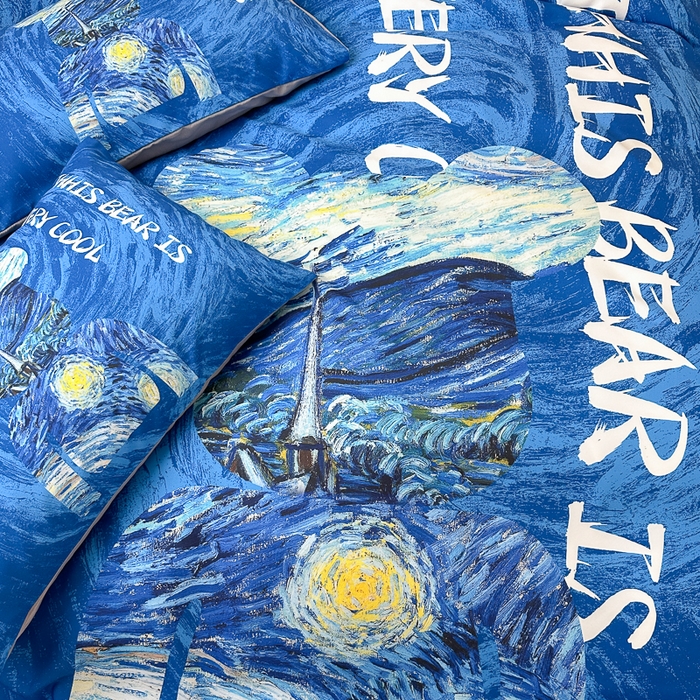 91家纺网 家纺一手货源 找家纺 摩卡（乐趣） 2025新款现代简约网红款四季棉四件套 星空