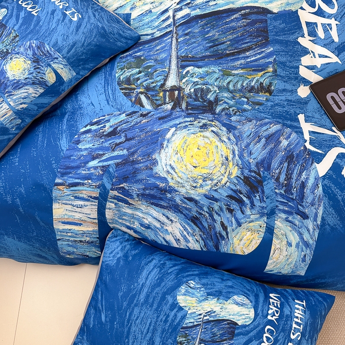 91家纺网 家纺一手货源 找家纺 摩卡（乐趣） 2025新款现代简约网红款四季棉四件套 星空