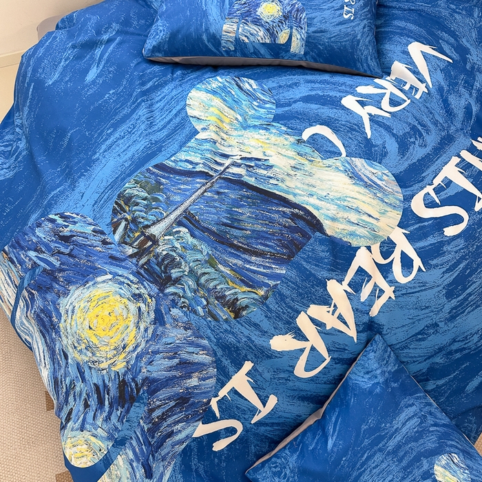 91家纺网 家纺一手货源 找家纺 摩卡（乐趣） 2025新款现代简约网红款四季棉四件套 星空