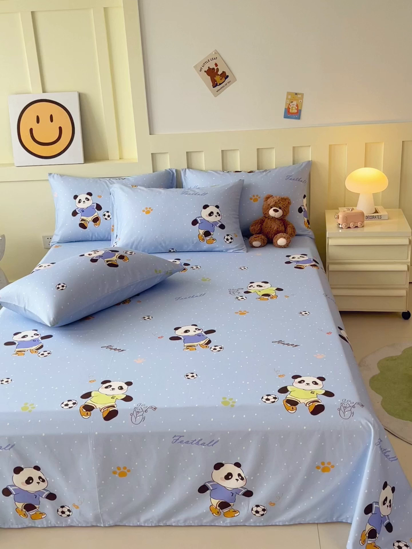 91家纺网 家纺一手货源 找家纺 金鑫汇家纺 2025新款A类全棉纯棉印花大床图单床单 床单单件 足球争霸赛-蓝