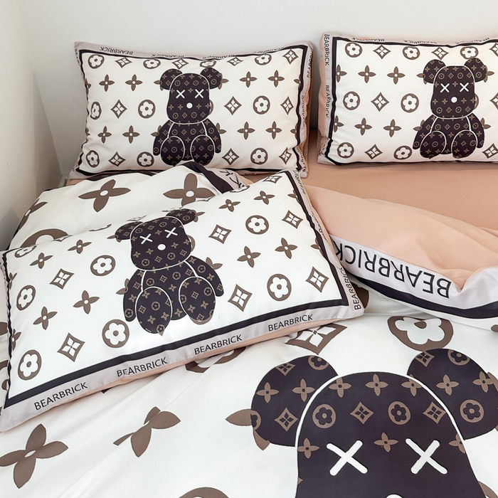 91家纺网 家纺一手货源 找家纺 摩卡（乐趣） 2025新款现代简约网红款四季棉四件套 熊仔咖