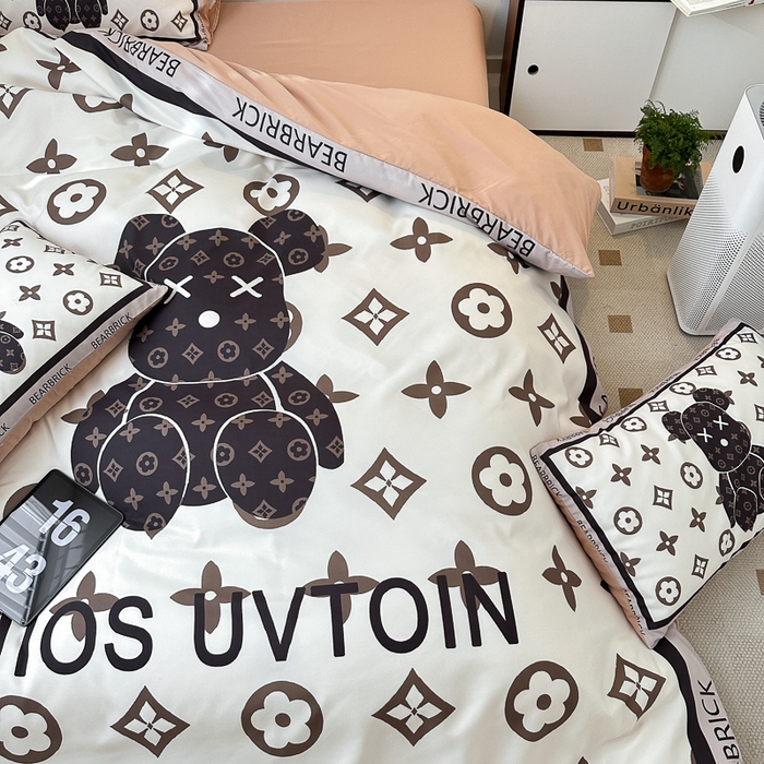 91家纺网 家纺一手货源 找家纺 摩卡（乐趣） 2025新款现代简约网红款四季棉四件套 熊仔咖