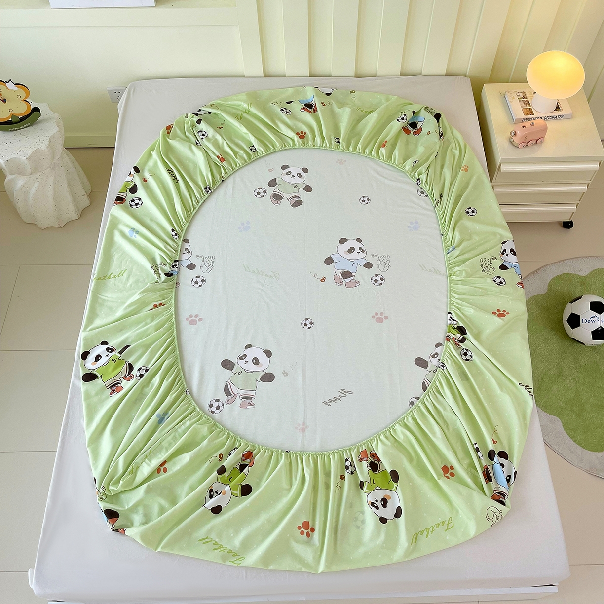 91家纺网 家纺一手货源 找家纺 金鑫汇家纺 2025新款A类全棉纯棉印花大床图单床笠 床笠单件 足球争霸赛·绿