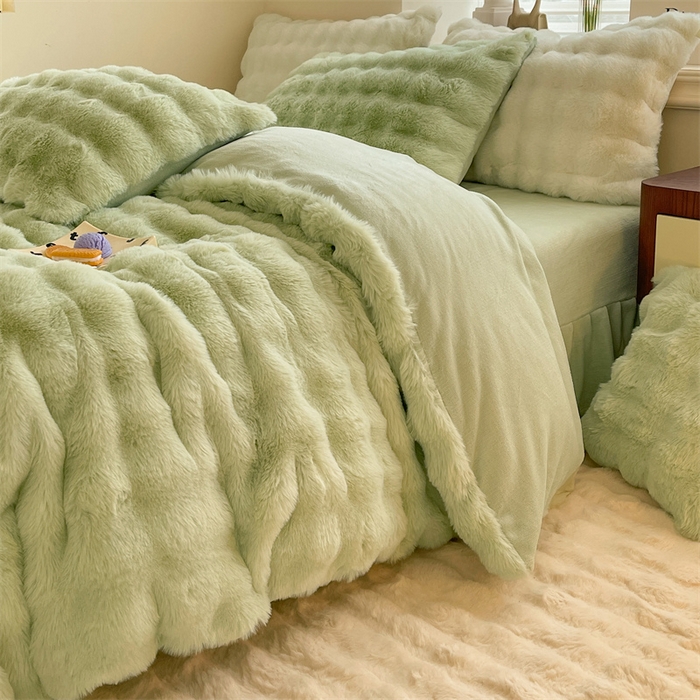 91家纺网 家纺一手货源 找家纺 （总）悦织湾家纺 2025新款A类12斤獭兔毛580克托斯卡纳大泡泡双面兔毛绒四件套