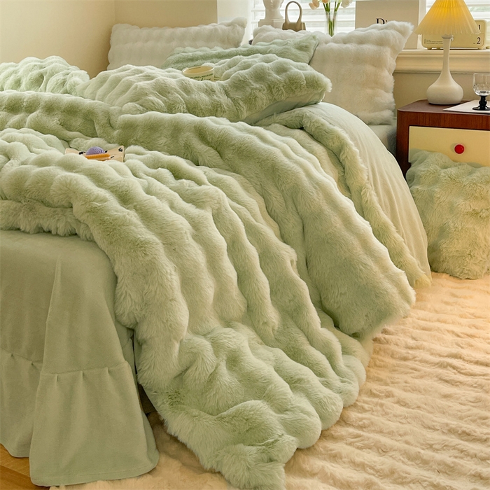 91家纺网 家纺一手货源 找家纺 （总）悦织湾家纺 2025新款A类12斤獭兔毛580克托斯卡纳大泡泡双面兔毛绒四件套