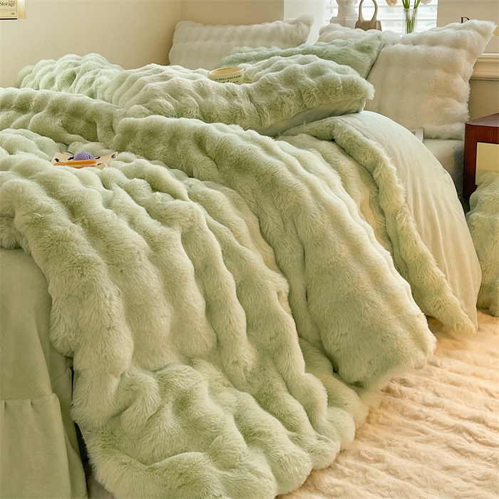 91家纺网 家纺一手货源 找家纺 （总）悦织湾家纺 2025新款A类12斤獭兔毛580克托斯卡纳大泡泡双面兔毛绒四件套