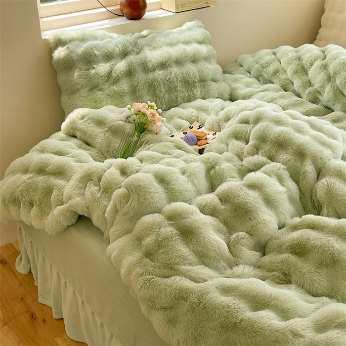 91家纺网 家纺一手货源 找家纺 （总）悦织湾家纺 2025新款A类12斤獭兔毛580克托斯卡纳大泡泡双面兔毛绒四件套