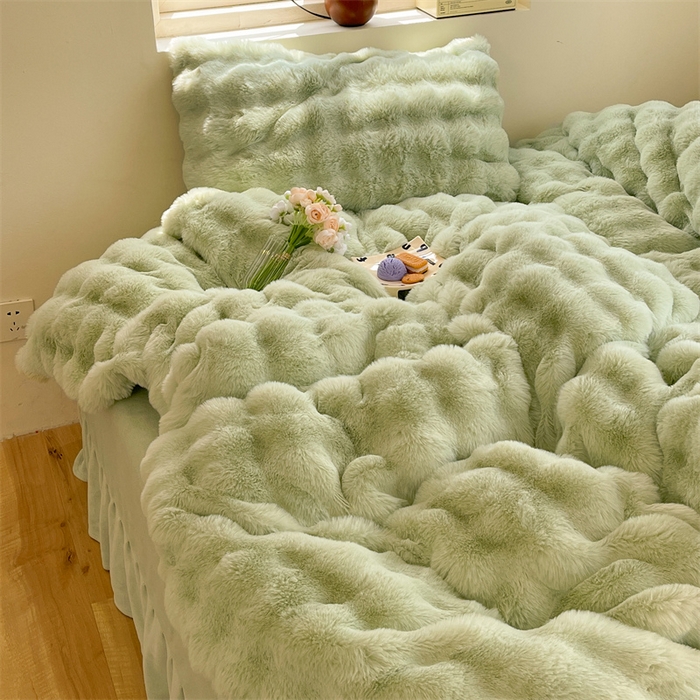 91家纺网 家纺一手货源 找家纺 （总）悦织湾家纺 2025新款A类12斤獭兔毛580克托斯卡纳大泡泡双面兔毛绒四件套