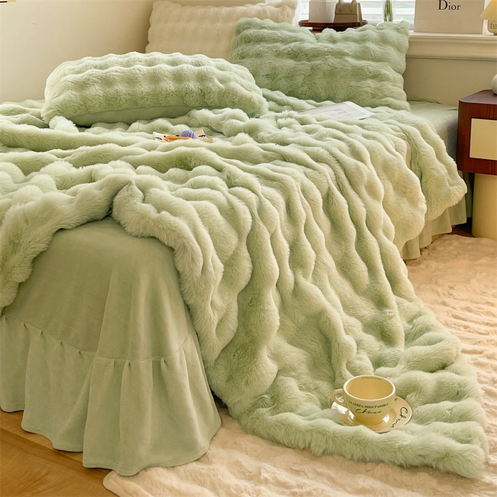 91家纺网 家纺一手货源 找家纺 （总）悦织湾家纺 2025新款A类12斤獭兔毛580克托斯卡纳大泡泡双面兔毛绒四件套