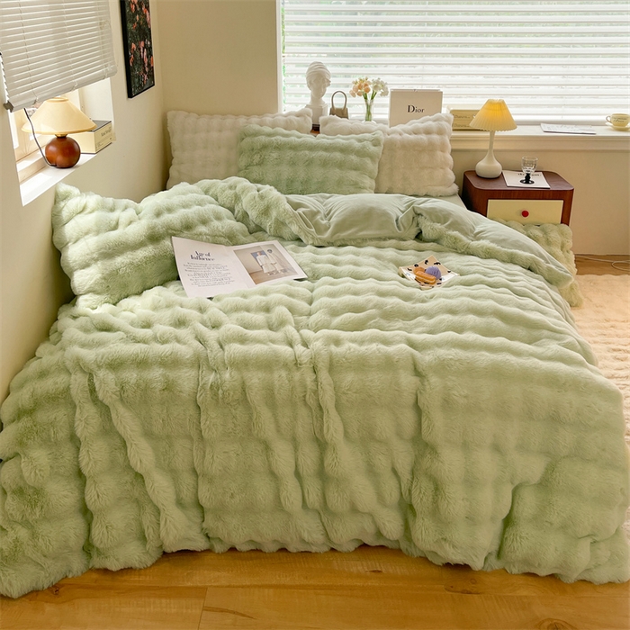 91家纺网 家纺一手货源 找家纺 （总）悦织湾家纺 2025新款A类12斤獭兔毛580克托斯卡纳大泡泡双面兔毛绒四件套