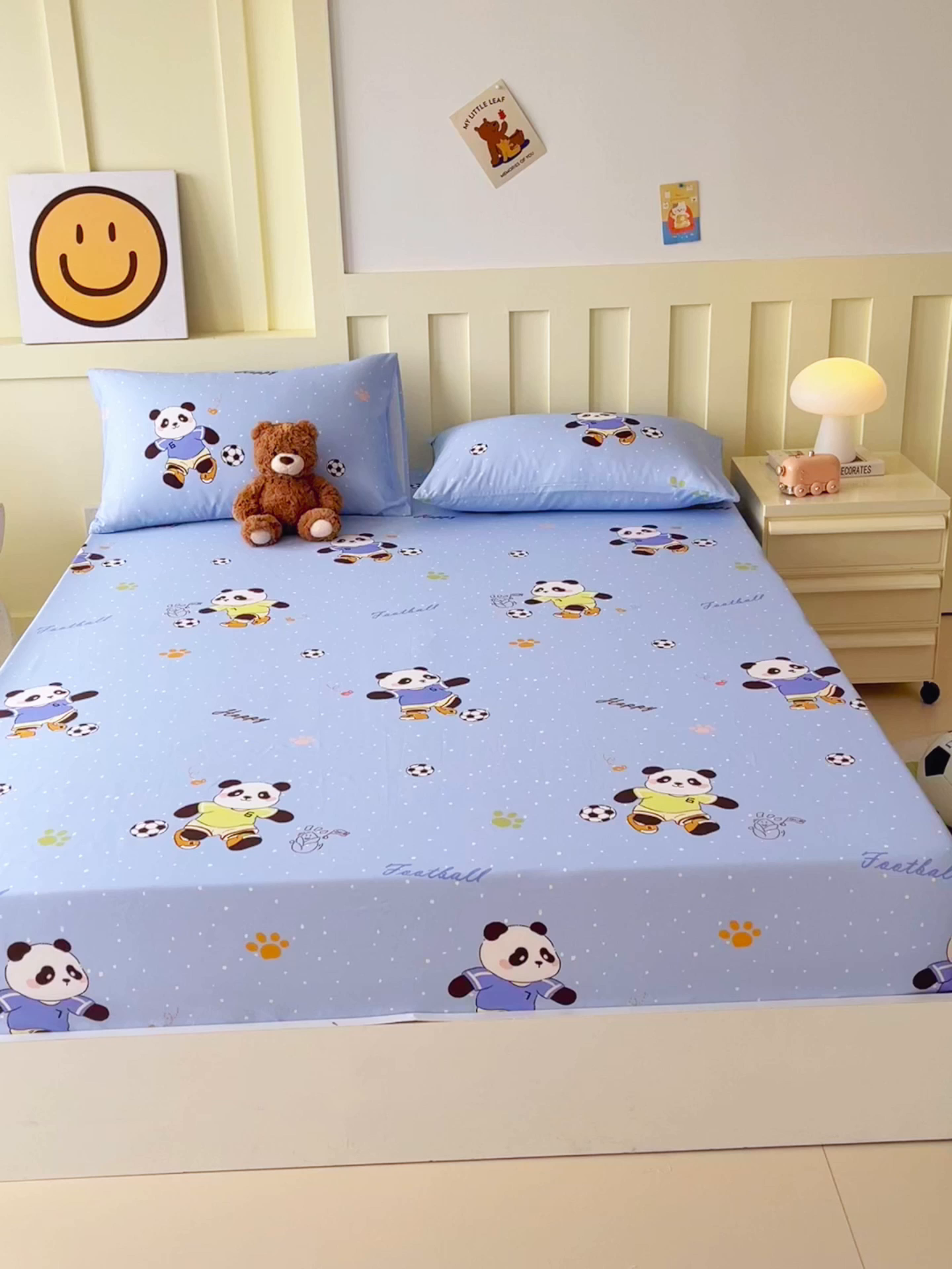 91家纺网 家纺一手货源 找家纺 金鑫汇家纺 2025新款A类全棉纯棉印花大床图单床笠 床笠单件 足球争霸赛-蓝