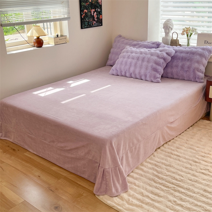 91家纺网 家纺一手货源 找家纺 悦织湾家纺 2025新款A类12斤獭兔毛580克托斯卡纳大泡泡双面兔毛绒四件套 兔兔绒-紫色