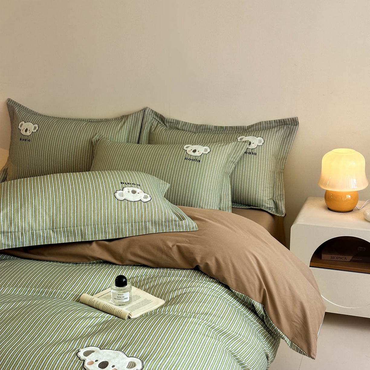 禾时 2025新款全棉磨毛卡通刺绣四件套 米乐（绿）