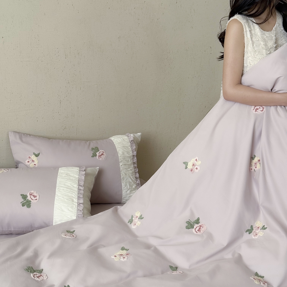 91家纺网 家纺一手货源 找家纺 （总）鹿班家居 2025新款100S全棉纯棉磨毛毛巾绣四件套-彩虹花园（标准会员-20元）