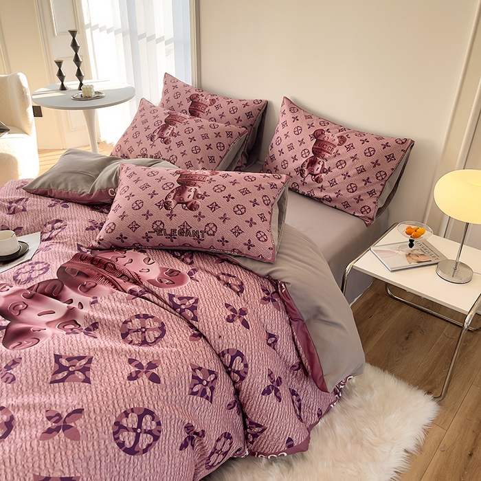 91家纺网 家纺一手货源 找家纺 （总）摩卡（乐趣） 2025秋冬新品网红款水洗棉四季款四件套