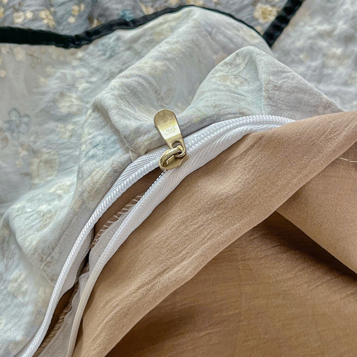 91家纺网 家纺一手货源 找家纺 斯卡诺家纺 2025秋冬法式花边古法水洗棉云感棉床盖四件套花边被套床单款 晚风-花边款