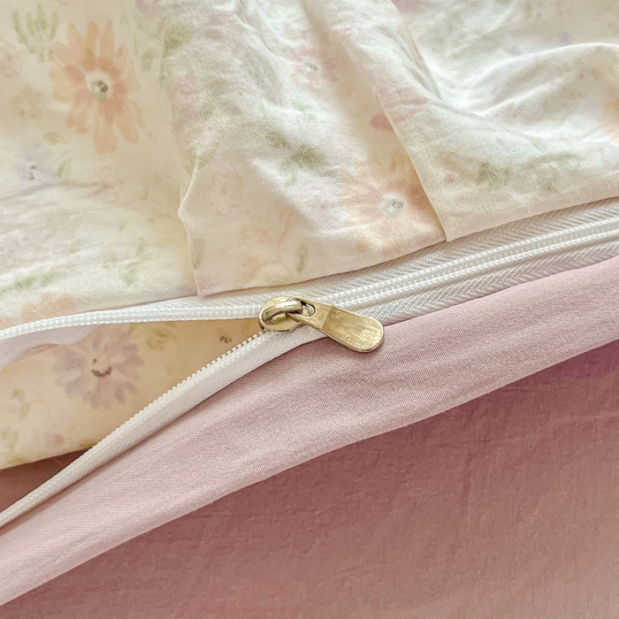 91家纺网 家纺一手货源 找家纺 斯卡诺家纺 2025秋冬法式花边古法水洗棉云感棉床盖四件套花边被套床单款 花漾-花边款