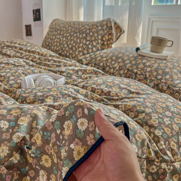 91家纺网 家纺一手货源 找家纺 斯卡诺家纺 2025秋冬法式花边古法水洗棉云感棉床盖四件套花边被套床单款 花镜-花边款