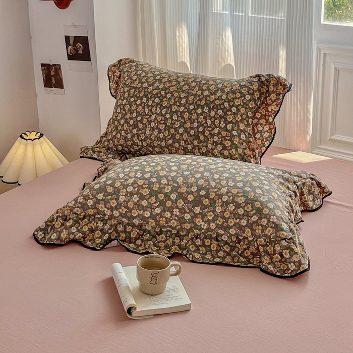 91家纺网 家纺一手货源 找家纺 斯卡诺家纺 2025秋冬法式花边古法水洗棉云感棉床盖四件套花边被套床单款 花镜-花边款