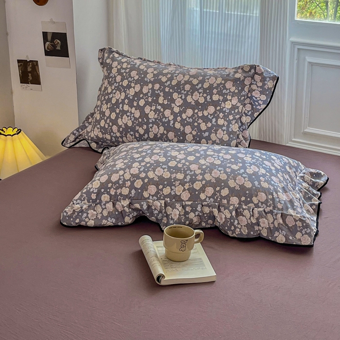 91家纺网 家纺一手货源 找家纺 斯卡诺家纺 2025秋冬法式花边古法水洗棉云感棉床盖四件套花边被套床单款 一见倾心-花边款