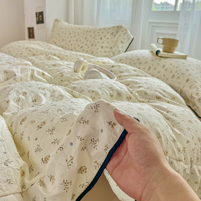 91家纺网 家纺一手货源 找家纺 斯卡诺家纺 2025秋冬法式花边古法水洗棉云感棉床盖四件套花边被套床单款 小情调-花边款