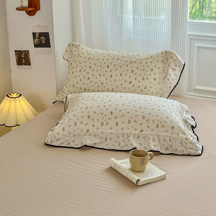 91家纺网 家纺一手货源 找家纺 斯卡诺家纺 2025秋冬法式花边古法水洗棉云感棉床盖四件套花边被套床单款 小情调-花边款