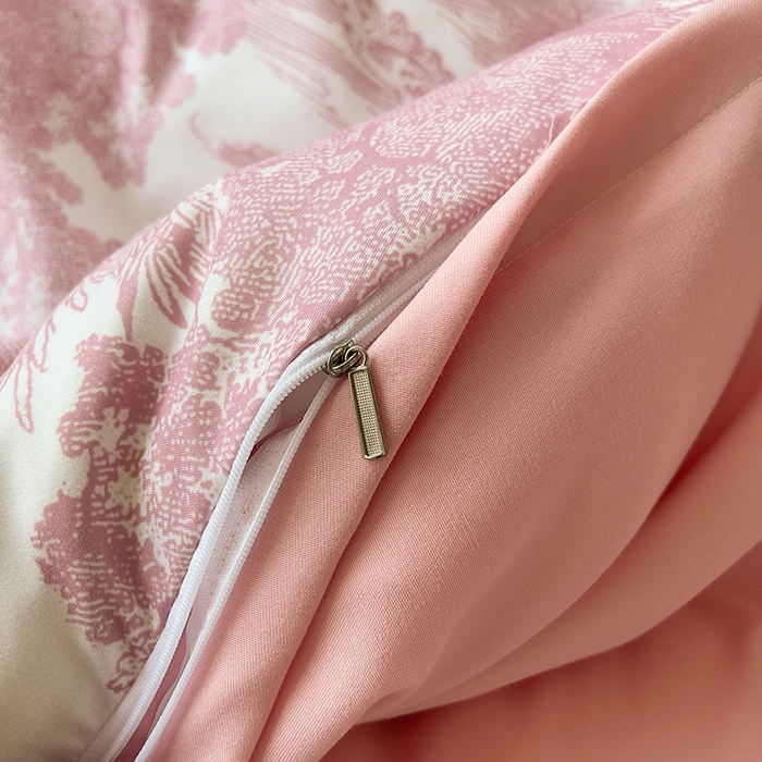 91家纺网 家纺一手货源 找家纺 摩卡（乐趣） 2025秋冬新品网红款水洗棉四季款四件套 梦幻粉