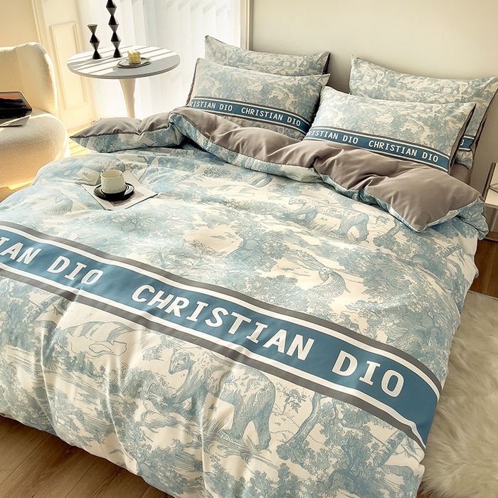 91家纺网 家纺一手货源 找家纺 摩卡（乐趣） 2025秋冬新品网红款水洗棉四季款四件套 梦幻蓝