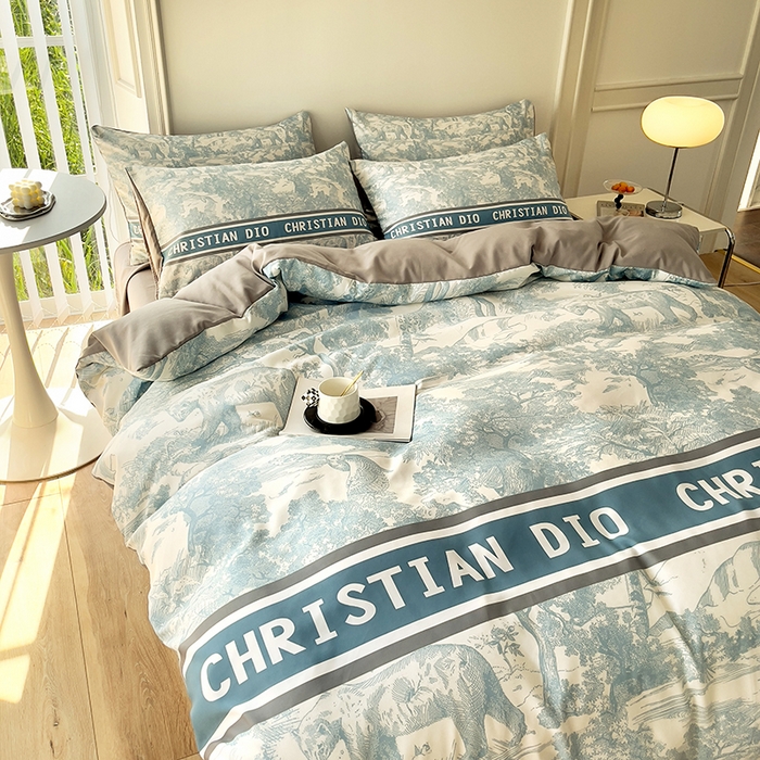 91家纺网 家纺一手货源 找家纺 摩卡（乐趣） 2025秋冬新品网红款水洗棉四季款四件套 梦幻蓝