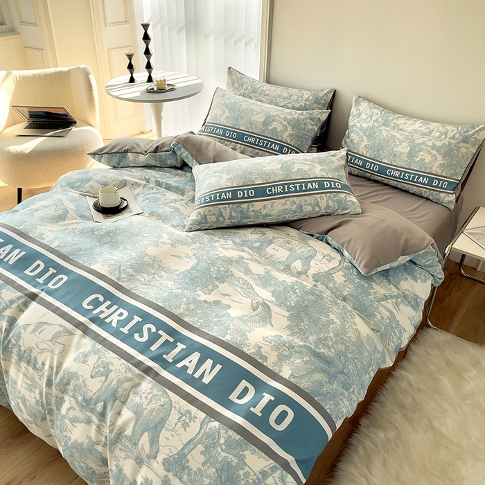 91家纺网 家纺一手货源 找家纺 摩卡（乐趣） 2025秋冬新品网红款水洗棉四季款四件套 梦幻蓝