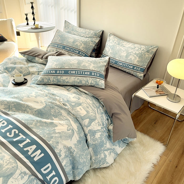 91家纺网 家纺一手货源 找家纺 摩卡（乐趣） 2025秋冬新品网红款水洗棉四季款四件套 梦幻蓝