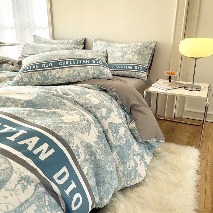 91家纺网 家纺一手货源 找家纺 摩卡（乐趣） 2025秋冬新品网红款水洗棉四季款四件套 梦幻蓝