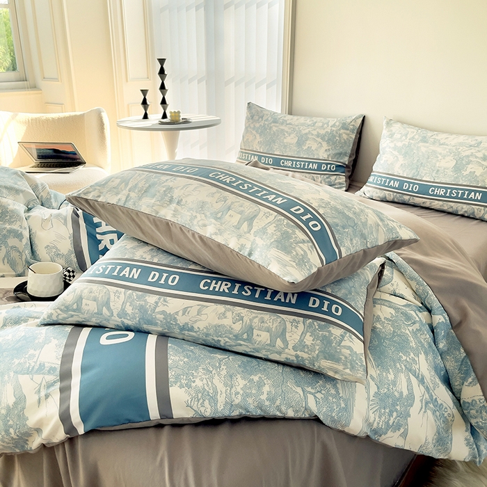 91家纺网 家纺一手货源 找家纺 摩卡（乐趣） 2025秋冬新品网红款水洗棉四季款四件套 梦幻蓝