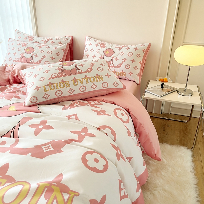 91家纺网 家纺一手货源 找家纺 摩卡（乐趣） 2025秋冬新品网红款水洗棉四季款四件套 太阳花粉