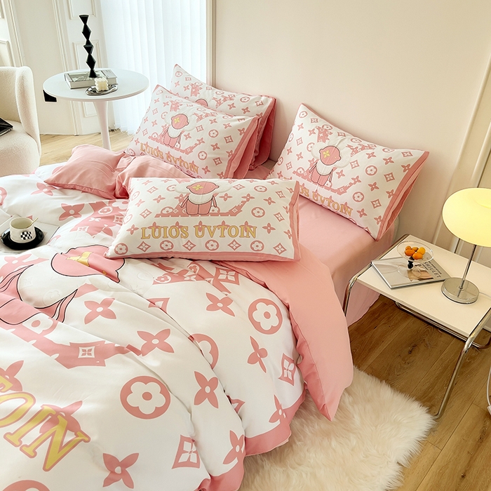 91家纺网 家纺一手货源 找家纺 摩卡（乐趣） 2025秋冬新品网红款水洗棉四季款四件套 太阳花粉